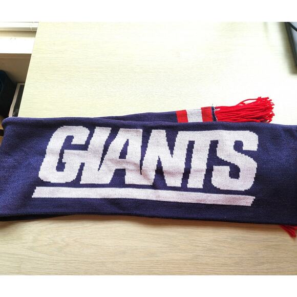 SCARF-NY GIANTS-Mitchell & Ness-Blue-Red Fringe - Picture 3 of 7